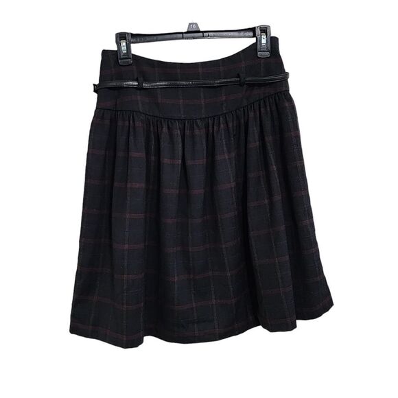 Piazza Sempione plaid wool skirt black & red Sz 8 academia grunge - Picture 2 of 5